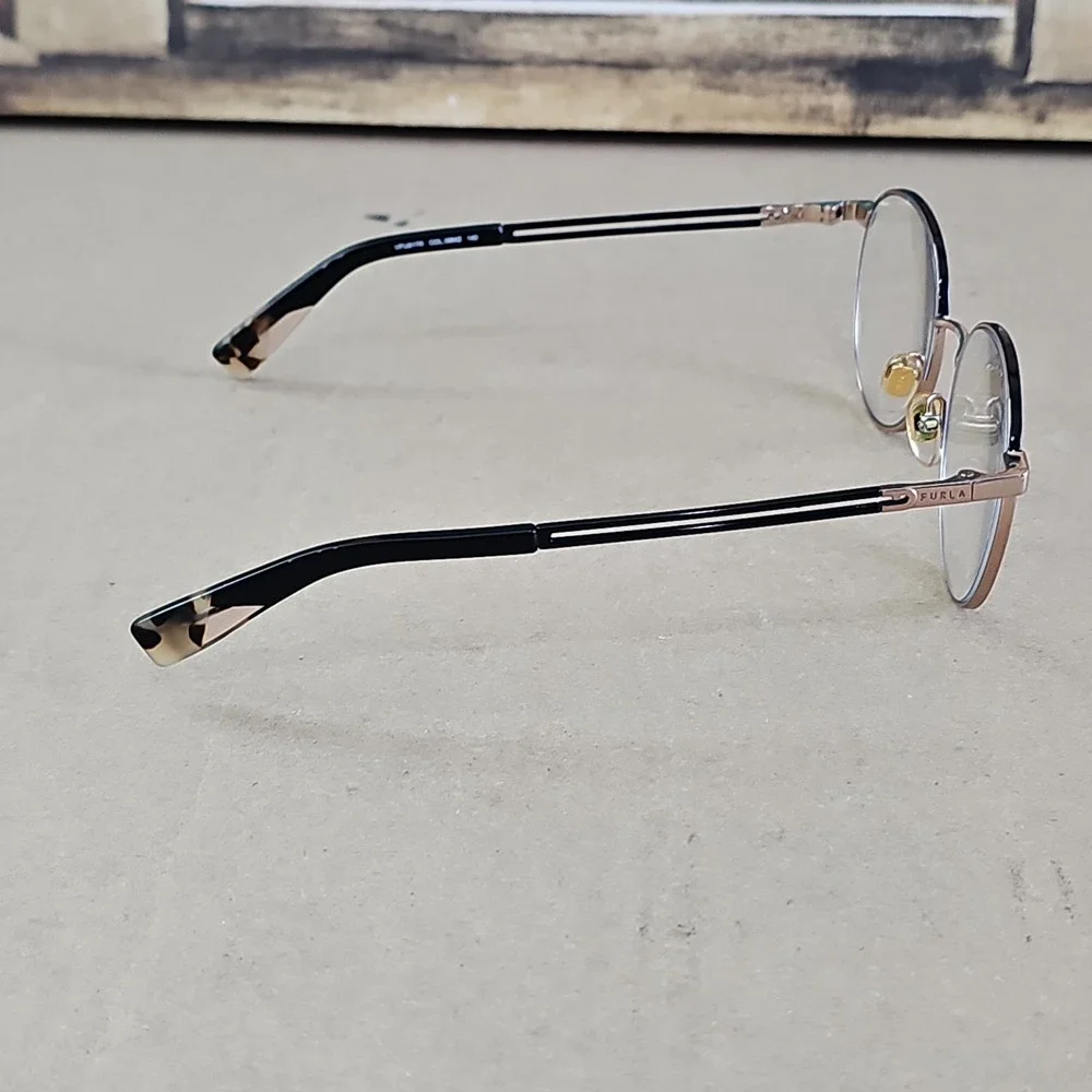 Furla VFU617K Round Eyeglasses Gold Black 50-19-140 Col.08MZ Frames